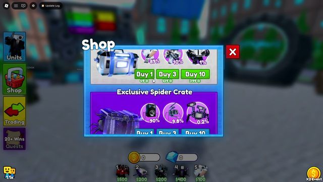 Crates, coins and gems